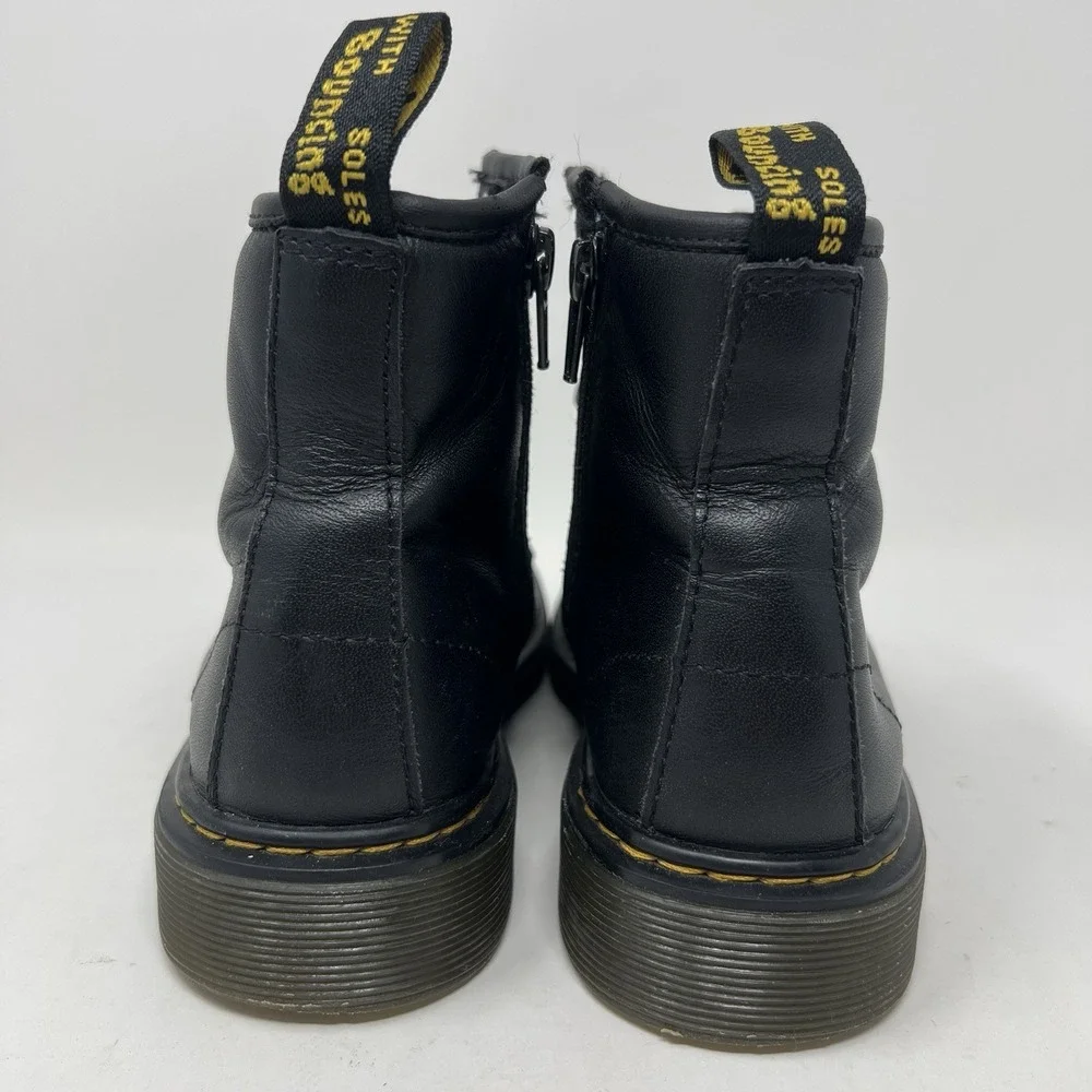 Dr Doc Martens Big Kids Youth Sz 3 Black Leather Combat‎ Boots 1460 J UK 2 EU 34